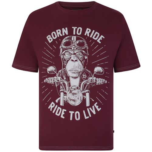 KAM Born to Ride Print T-Shirt Pflaume